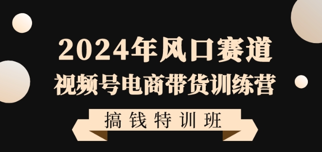 2024年风口赛道视频号电商带货训练营搞钱特训班-吾爱源码站